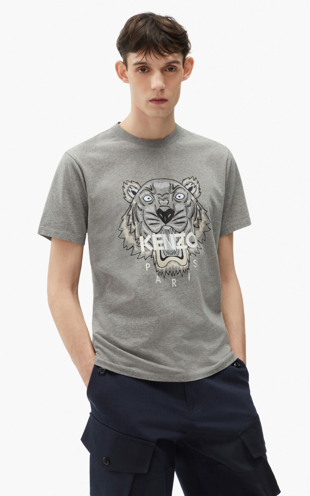 Kenzo Tiger T Shirt Grey For Mens 6805GHIFC